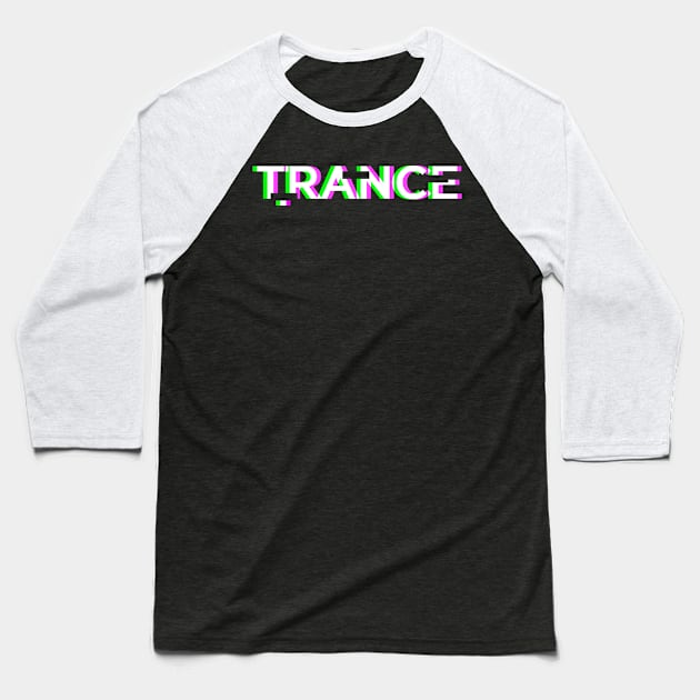 Retro Glitch Trance Music | EDM Rave Baseball T-Shirt by Wizardmode